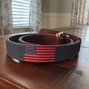Tucker Blair Men’s Preppy American Flag Needlepoint Belt Size 34